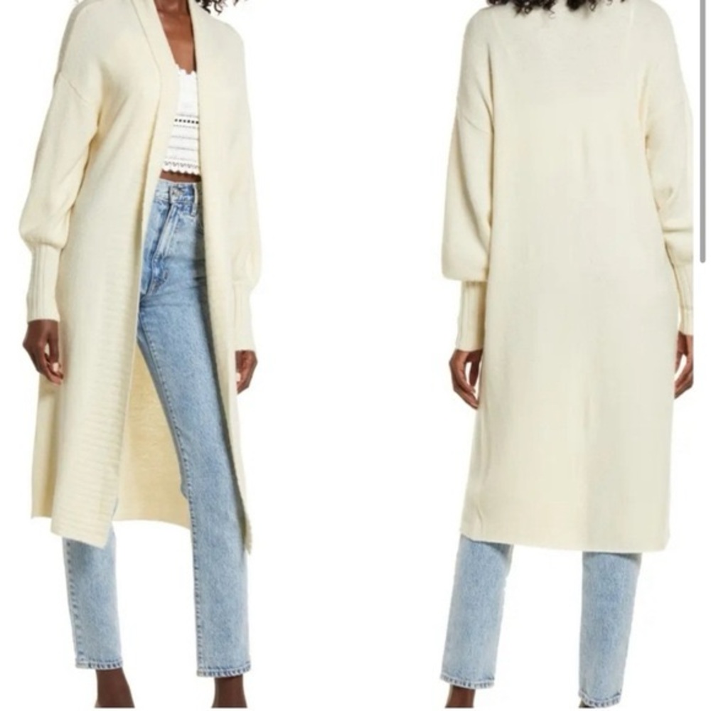 AFRM Shaylee Duster Open Front knit cardigan sweater XS cream